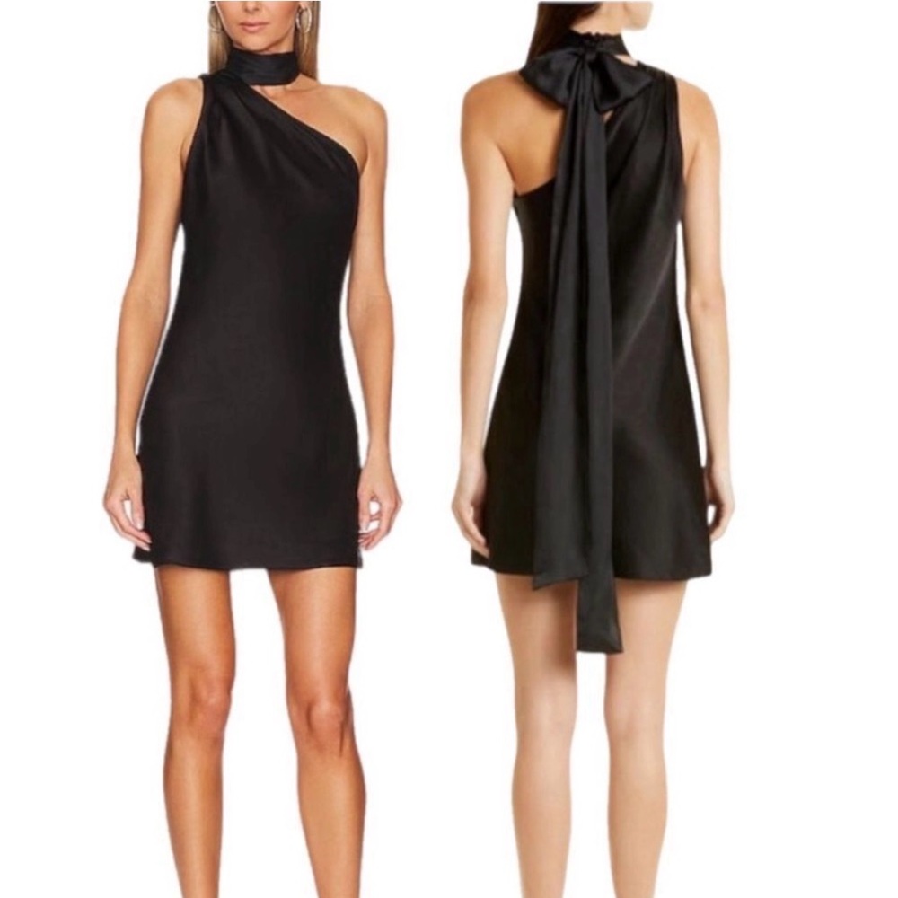 Alice + Olivia Black One-Shoulder Dress
